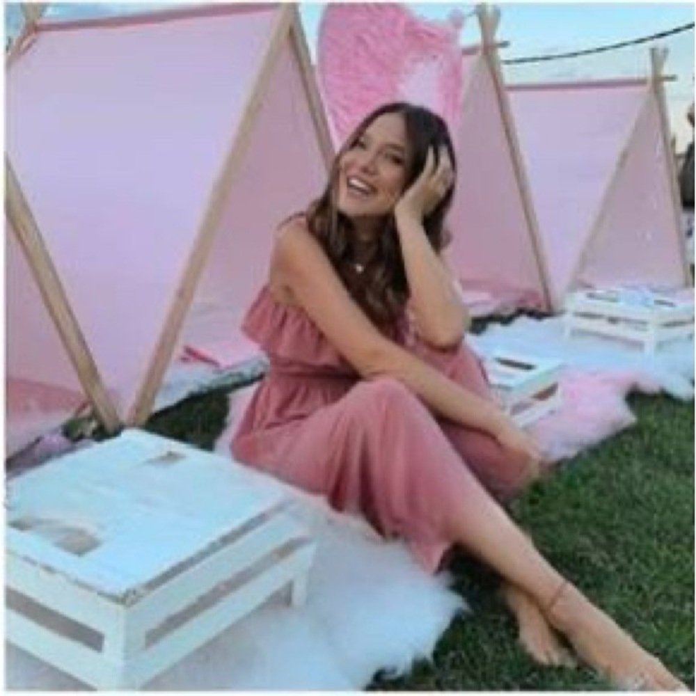 Zara Dusty Rose Elastic Smocked Tiered Ruffle Sleeveless Midi Dress